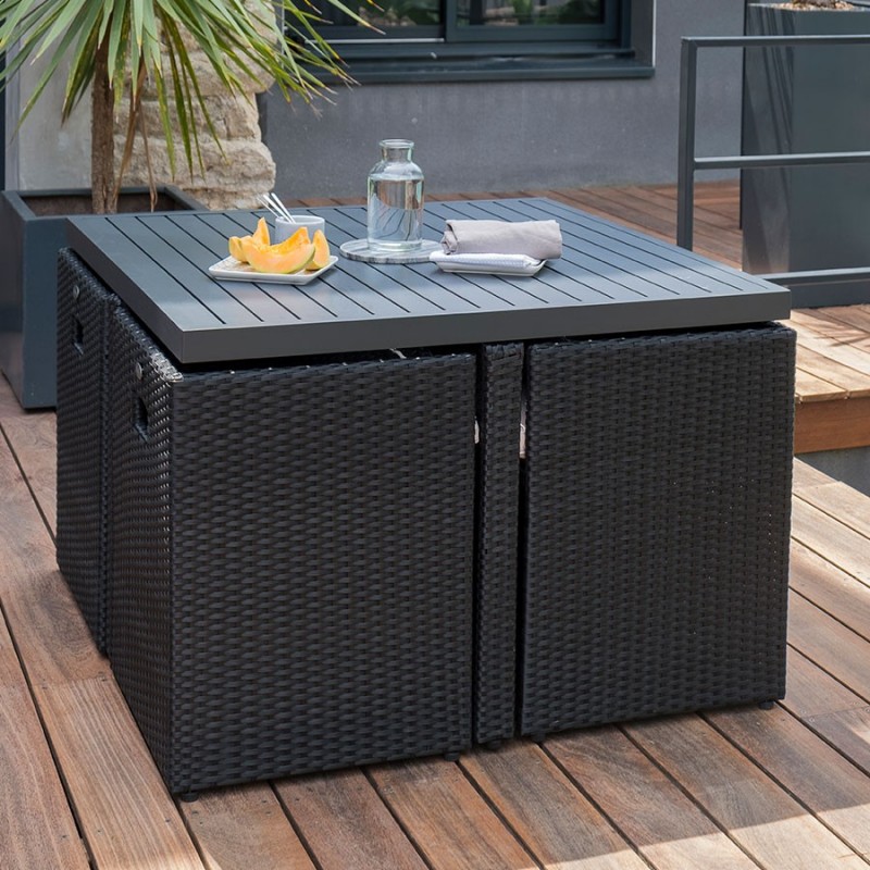 Salon de jardin encastrable DCB GARDEN 4 places NOIR