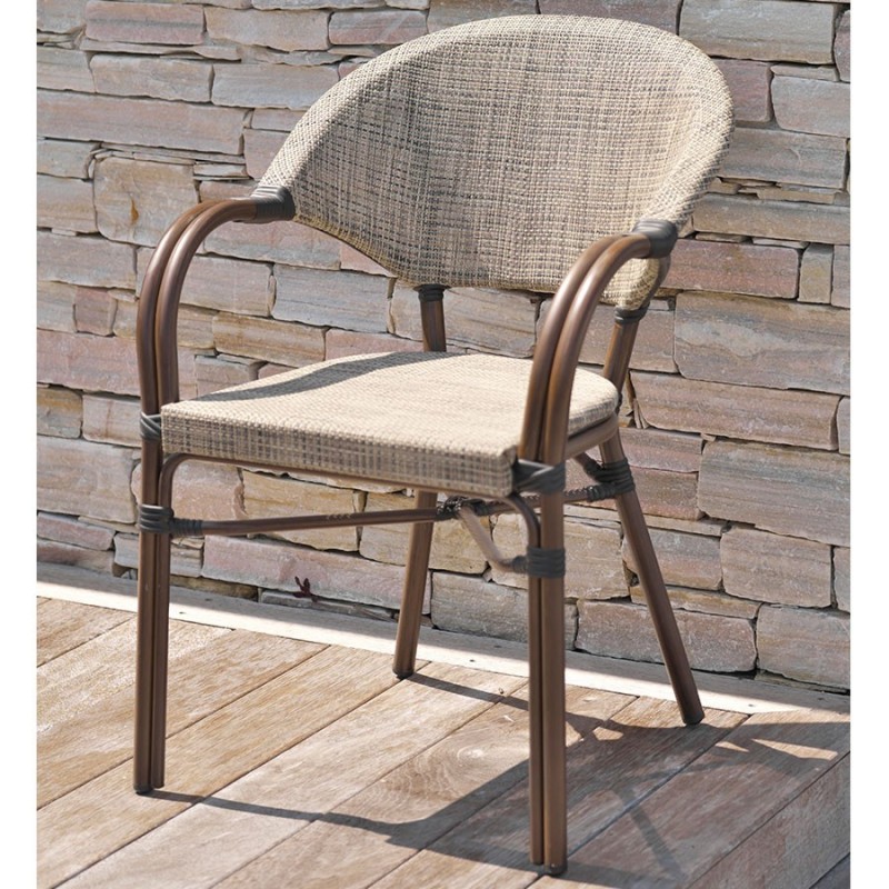 Fauteuil empilable DCB GARDEN USHUAIA MARRON/LIN