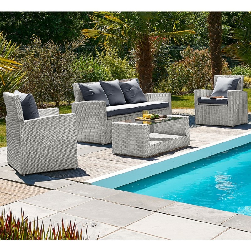 Salon de jardin DCB GARDEN CONFORT PORTOVECCHIO 5 places en résine