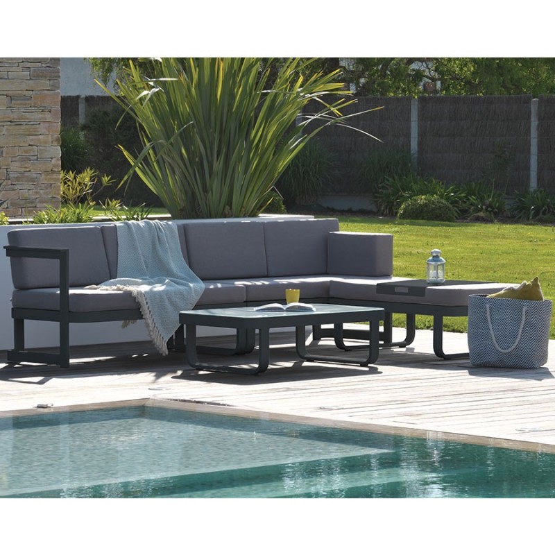 Salon de jardin angle DCB GARDEN BARCELONA 6 places en aluminium GRIS ANTHRACITE