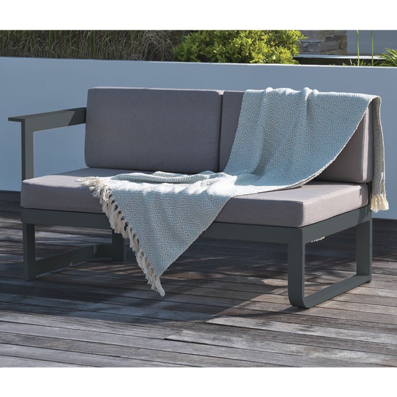 Salon De Jardin Aluminium, DCB GARDEN Beaubourg, Gris Et Noir