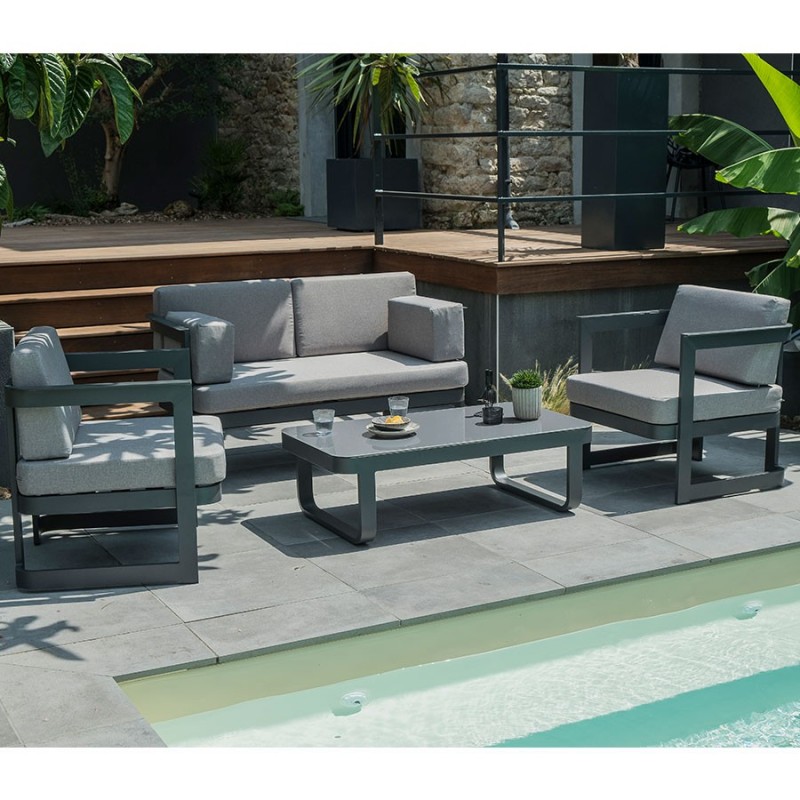 Salon de jardin DCB GARDEN BARCELONA 4 places en aluminium - GRIS