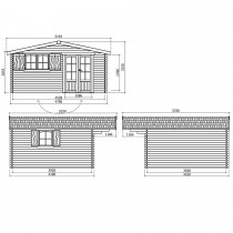 Abri de jardin madriers bois massif 16.77m², toit plat mono pente avec bac  acier