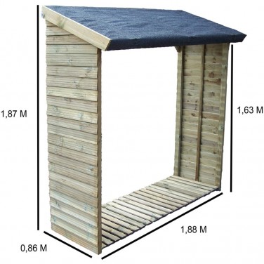 Burger Abri bûches en bois CÔME Jardipolys, 234 x 125 x 181 cm, 3,5  stères, Abri de stockage à bois avec plancher